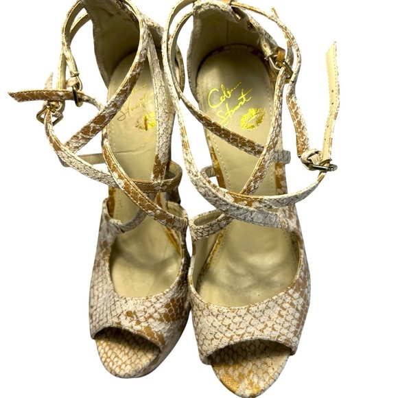 Colin Stuart Snakeskin Print Platform Heels Sz 6.5 - Picture 7 of 10